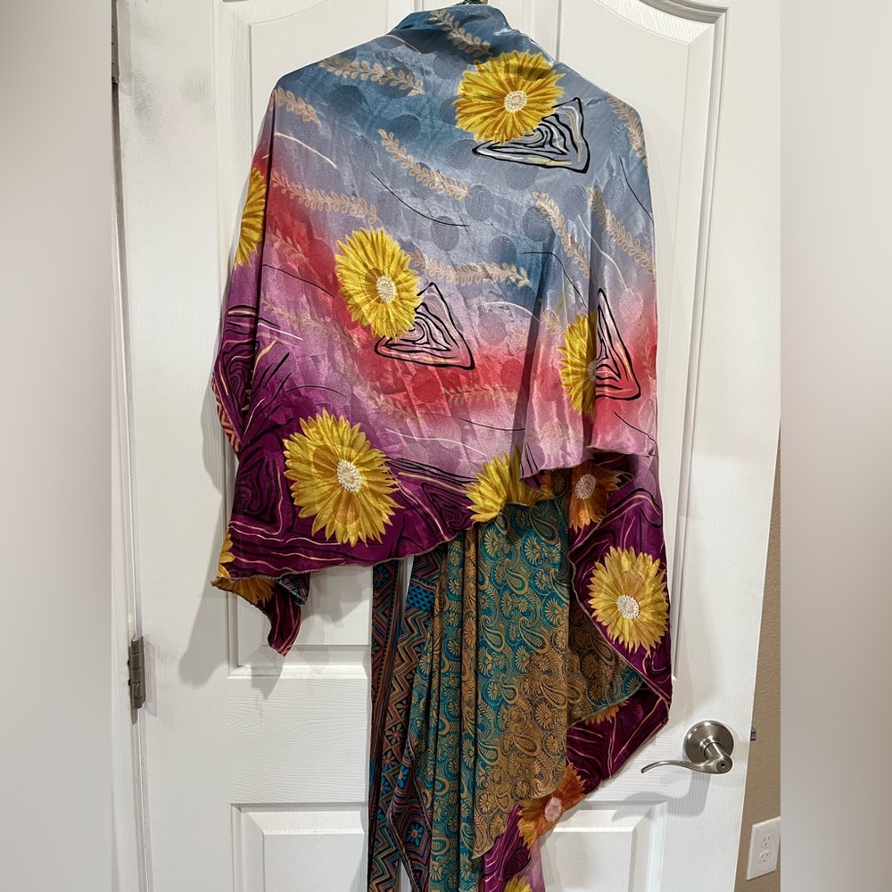 Darn Good Yarn reversible sari wrap skirt, tea length